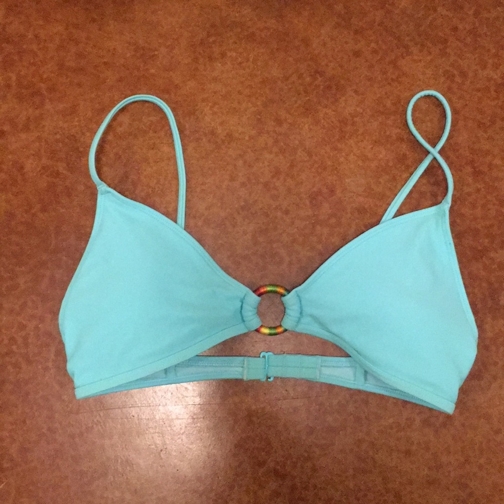 Aerie Colorful Ring Aqua Blue Triangle top bikini